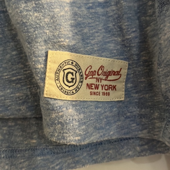 Boys Gap Blue & Navy Raglan Button Collar Long-sleeve Tee - Picture 3 of 4